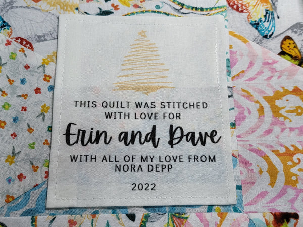 Custom Made QUILT LABEL, organic quilting cotton, Style 70 - Christmas Tree
