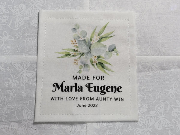Custom Made QUILT LABEL, organic quilting cotton, Style 81 - Flowers