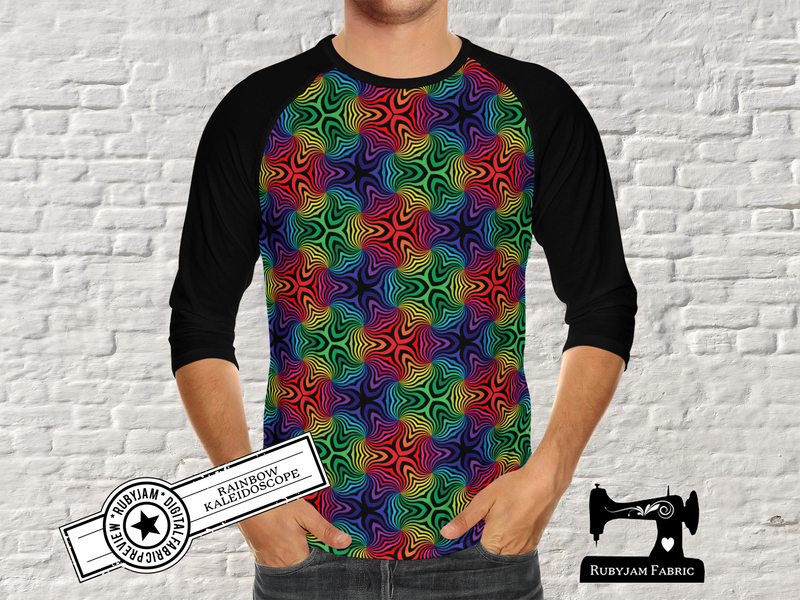 Rainbow Kaleidoscope - cotton lycra - 150cm wide - clearance