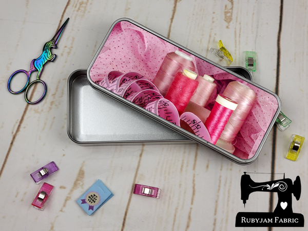 Pink Sewing Thread - Small Sewing Storage Tin - Bespoke