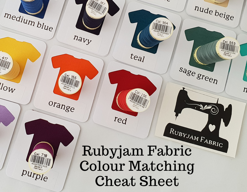 Rubyjam Fabric - Colour Matching Cheat Sheet