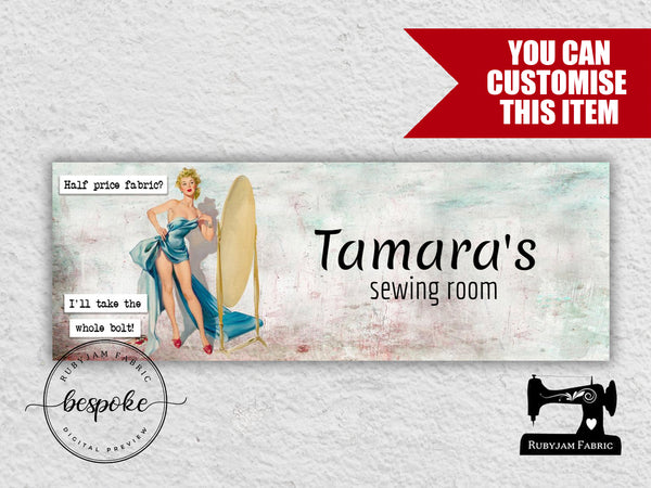 Personalised Sewing Room Sign - VINTAGE GREY - Bespoke