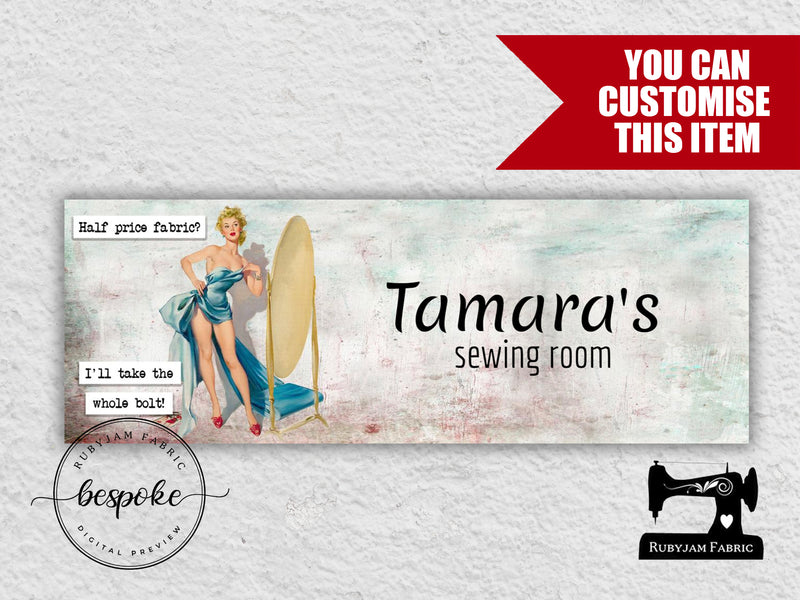 Personalised Sewing Room Sign - VINTAGE GREY - Bespoke
