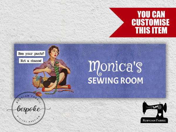 Personalised Sewing Room Sign - VINTAGE BLUE - Bespoke