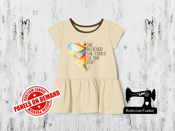 She Believed She Could So She Did Butterfly - SAND BEIGE - Panels On Demand