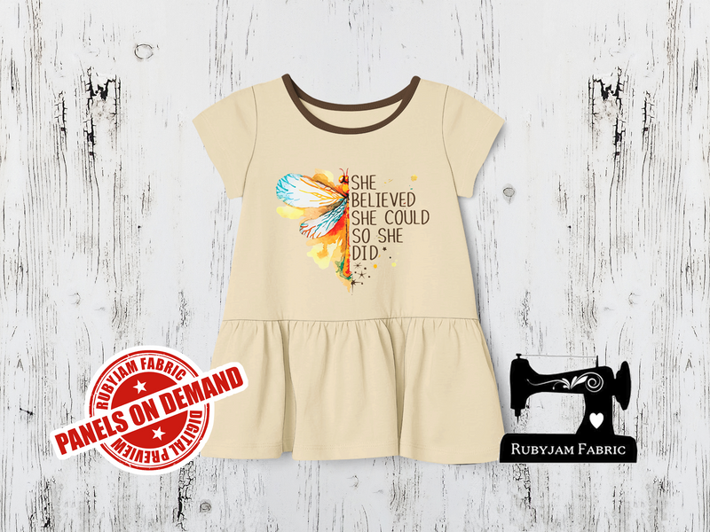 She Believed She Could So She Did Butterfly - SAND BEIGE - Panels On Demand