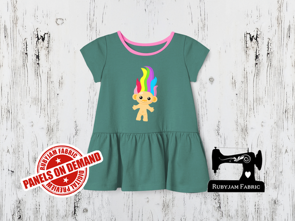 Troll Doll Rainbow Hair - SAGE GREEN - Panels On Demand