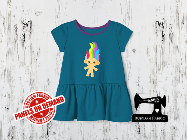 Troll Doll Rainbow Hair - TEAL BLUE - Panels On Demand