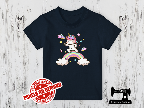 Unicorn Dance Rainbow - NAVY BLUE - Panels On Demand