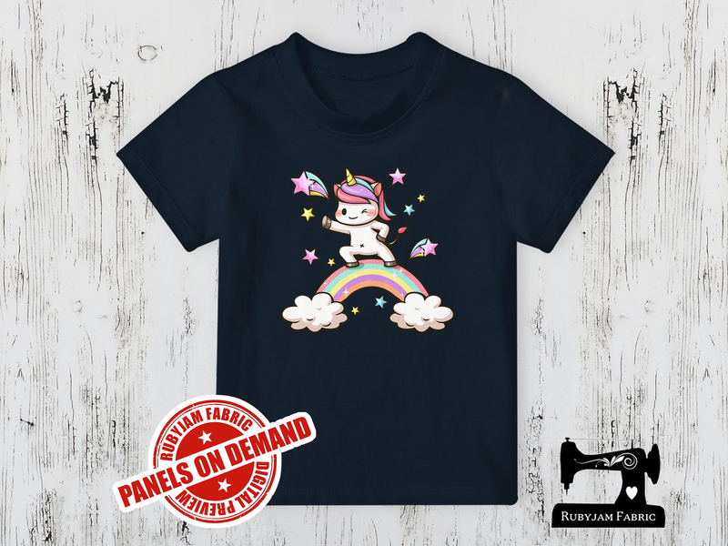 Unicorn Dance Rainbow - NAVY BLUE - Panels On Demand