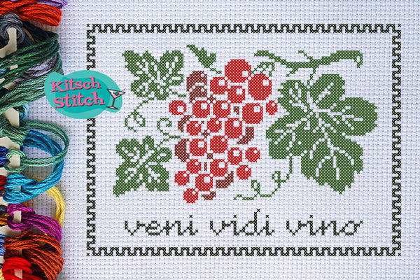 Veni Vidi Vino - Cross Stitch Pattern - Kitsch Stitch Studio