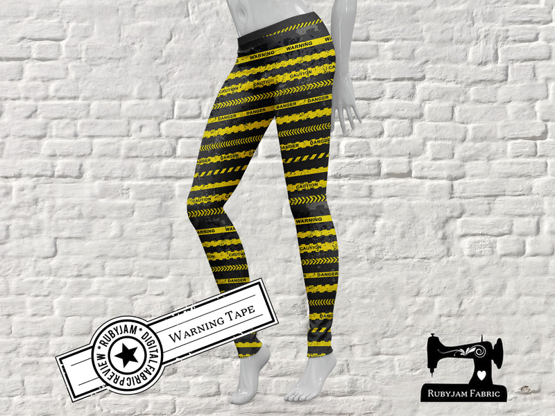 Warning Tape - cotton lycra - 150cm wide