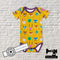 Woodland Animals on Mustard - cotton lycra - 150cm wide