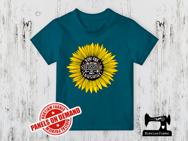 You Are My Sunshine (Sunflower) - TEAL BLUE - Panels On Demand