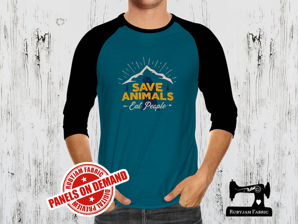 Save Animals, Eat People - TEAL BLUE - Panels On Demand