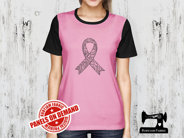 Mandala Ribbon (Breast Cancer Awareness) - LIGHT PINK - Panels On Demand