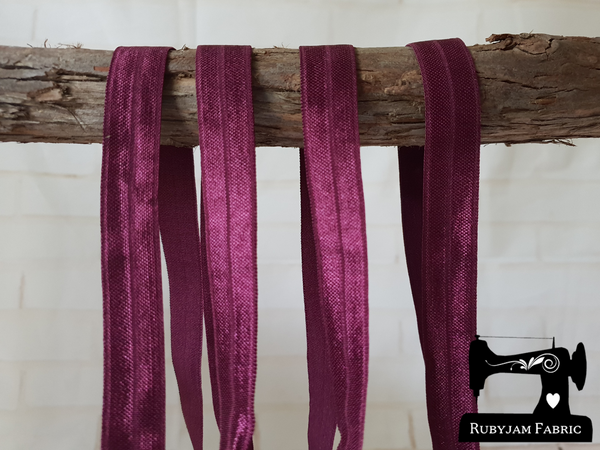 1M Burgundy - Solid - 5/8" (16mm) - Fold Over Elastic (FOE)