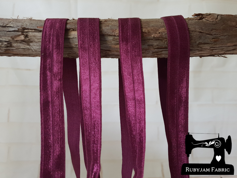 1M Burgundy - Solid - 5/8" (16mm) - Fold Over Elastic (FOE)