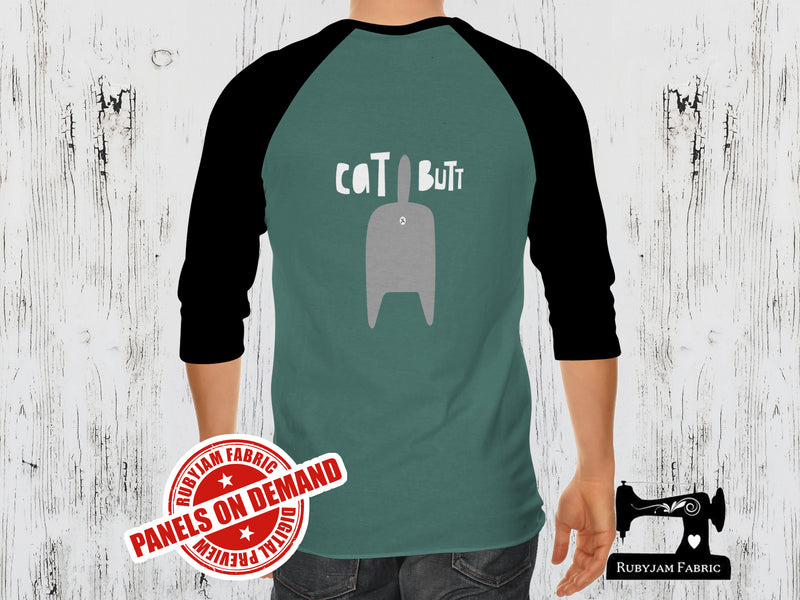 Grey Cat + Cat Butt (Two Panel Set) - SAGE GREEN - Panels On Demand
