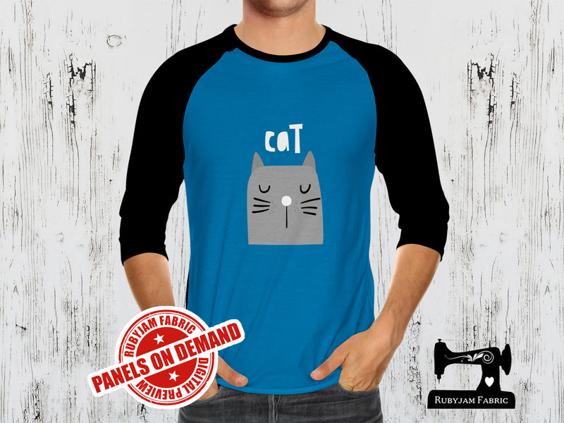 Grey Cat + Cat Butt (Two Panel Set) - TURQUOISE - Panels On Demand