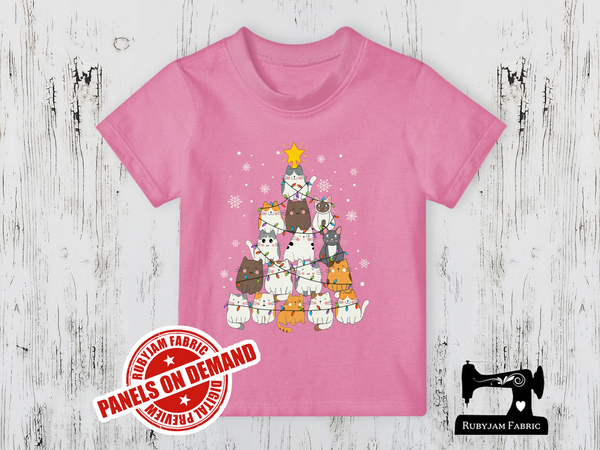 Christmas Tree Cats - LIGHT PINK - Panels On Demand