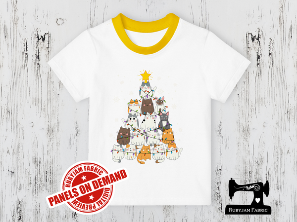 Christmas Tree Cats - WHITE - Panels On Demand