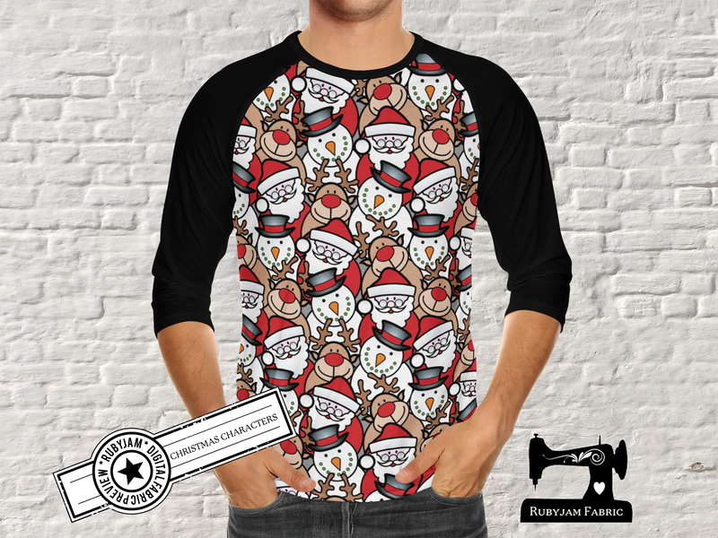 Christmas Characters - cotton lycra - 150cm wide