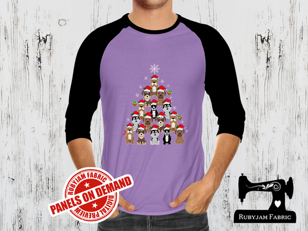 Christmas Tree Dogs - LIGHT PURPLE - Panels On Demand