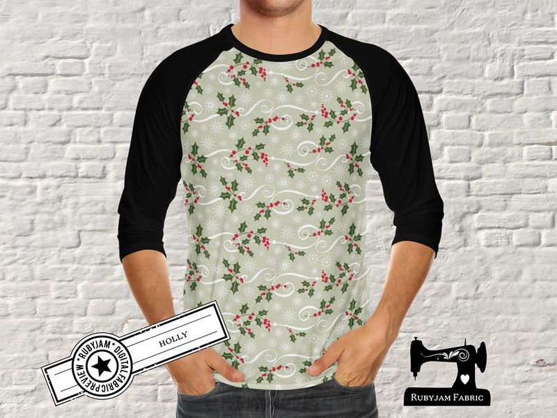 Christmas Holly - cotton lycra - 150cm wide - clearance