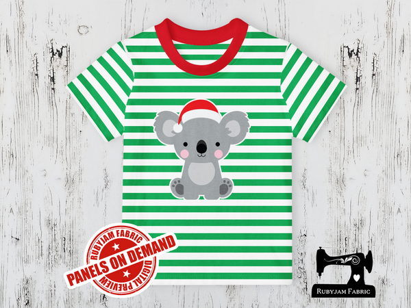 Christmas Koala - GREEN WHITE YDS - Panels On Demand
