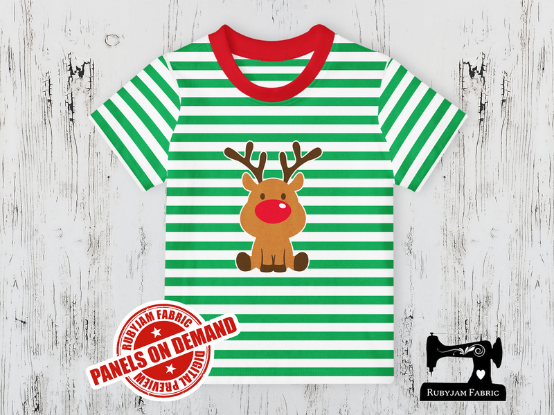 Christmas Reindeer 1 - GREEN WHITE YDS - Panels On Demand