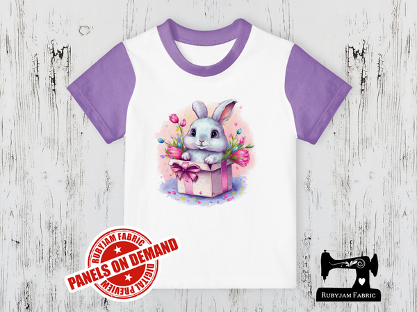 Easter Bunny in Gift Box - WHITE - Panels On Demand