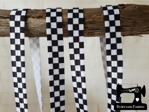 1M Checkerboard - Printed - 5/8" (16mm) - Fold Over Elastic (FOE)
