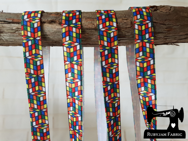 1M Puzzle Cubes - Printed - 5/8" (16mm) - Fold Over Elastic (FOE)