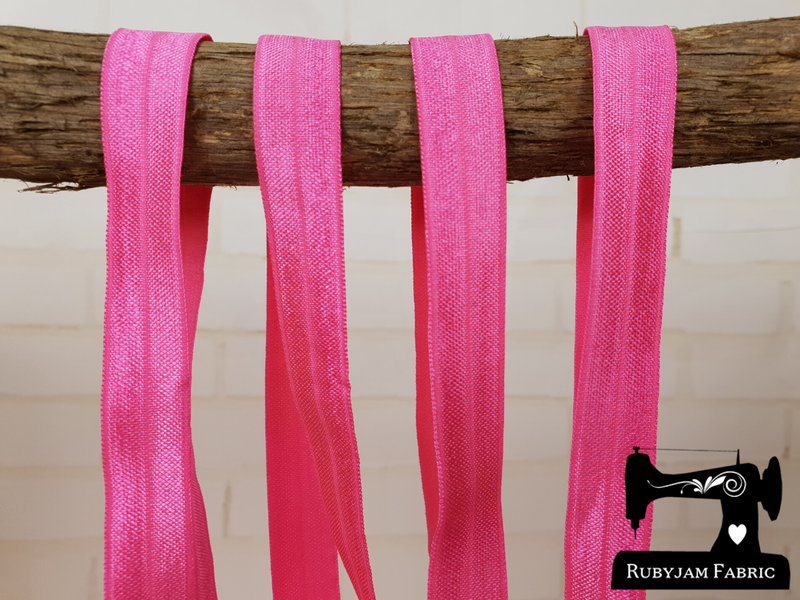 1M Bubblegum Pink - Solid - 5/8" (16mm) - Fold Over Elastic (FOE)