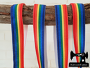 1M Horizontal Rainbow Stripes - Printed - 5/8" (16mm) - Fold Over Elastic (FOE)