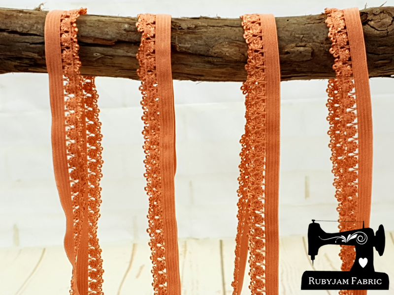 1M PECAN BROWN Decorative Elastic Lace Picot Trim (Approx 15mm wide)