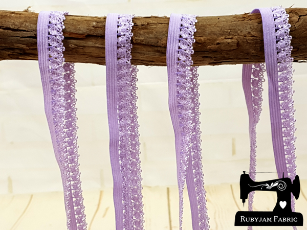 1M LIGHT PURPLE Decorative Elastic Lace Picot Trim (Approx 15mm wide)