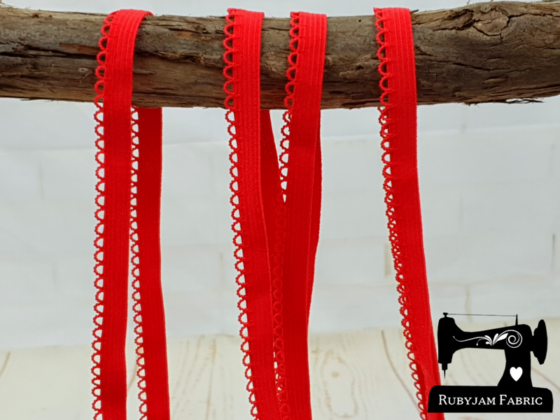 1M RED Picot Elastic (Approx 10mm wide)