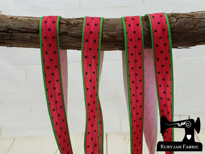 1M Watermelon - Printed - 5/8" (16mm) - Fold Over Elastic (FOE)