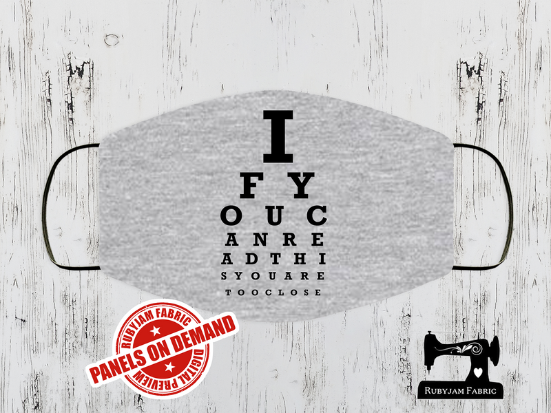 Eye Chart - Face Mask Panel - HEATHER GREY - Panels On Demand