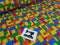 Red Yellow Building Bricks Blocks - cotton lycra - 150cm wide