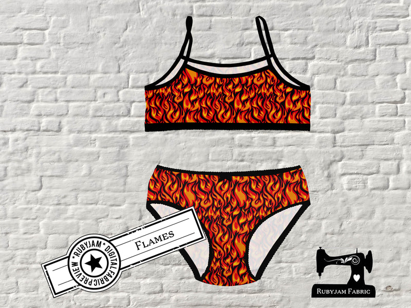 Flames - cotton lycra - 150cm wide - clearance