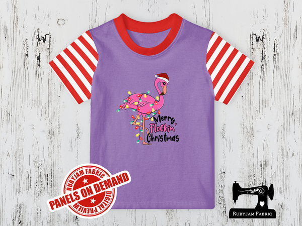 Merry Flockin Christmas Flamingo - LIGHT PURPLE - Panels On Demand