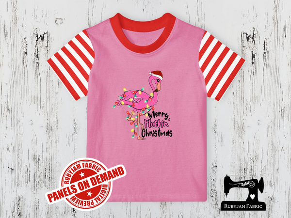 Merry Flockin Christmas Flamingo - LIGHT PINK - Panels On Demand