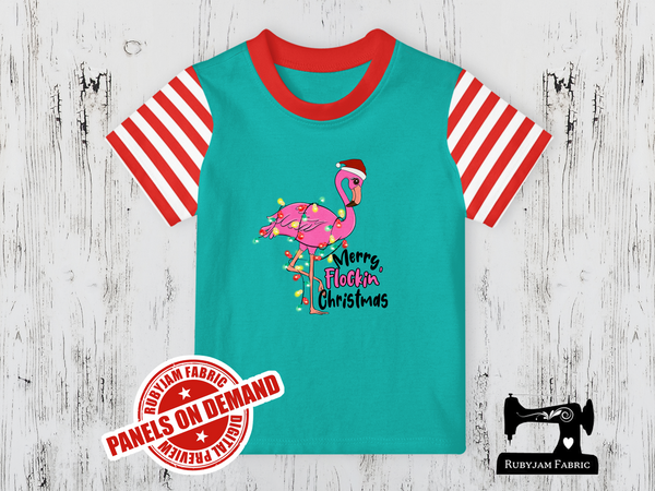 Merry Flockin Christmas Flamingo - MINT - Panels On Demand