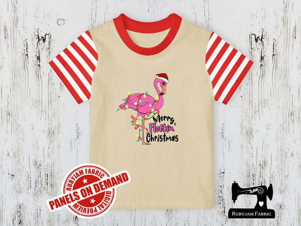 Merry Flockin Christmas Flamingo - SAND BEIGE - Panels On Demand