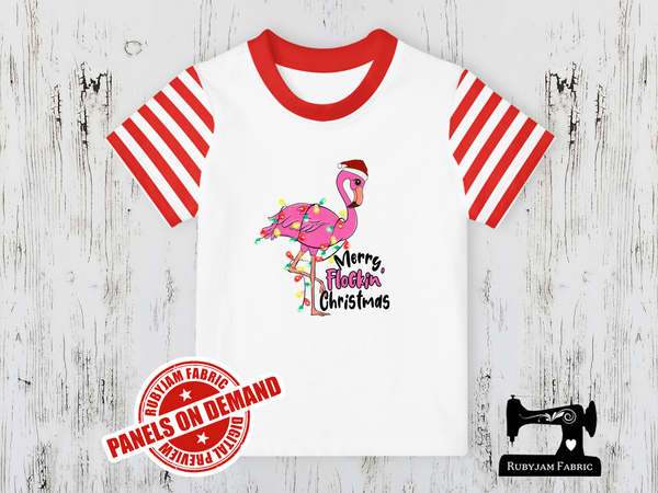 Merry Flockin Christmas Flamingo - WHITE - Panels On Demand