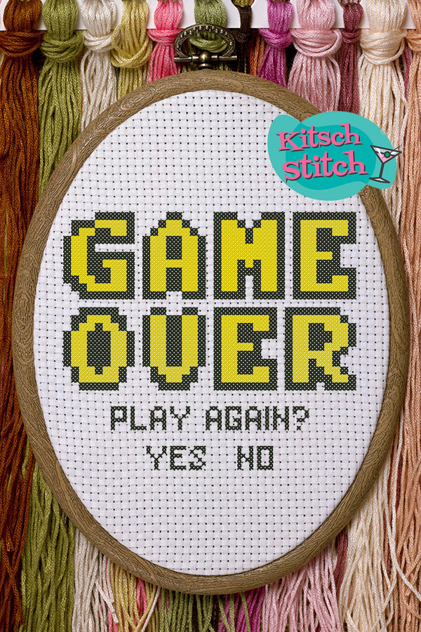 Game Over - Cross Stitch Pattern - Kitsch Stitch Studio