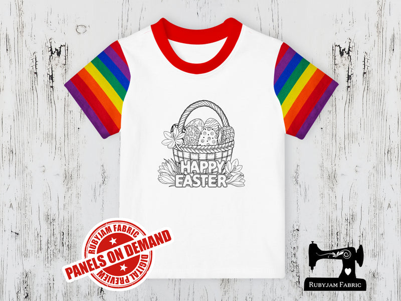 Happy Easter Egg Basket - COLOURING IN - WHITE - Panels On Demand